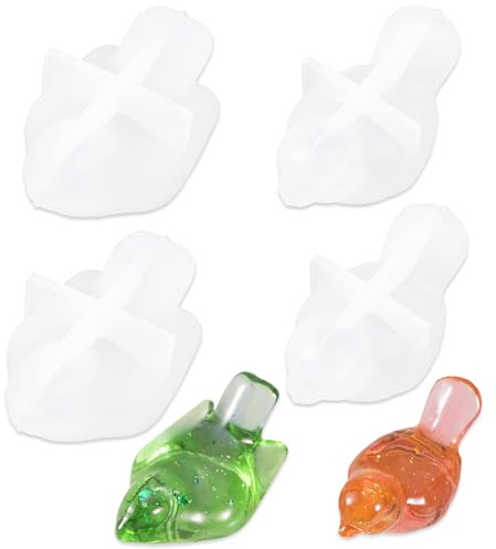 Oiseaux De Forme De Silicone, 2 Morceaux De Formes De Silicone Versant Des Moules, Des Moules De Silicone En RéSine En Oiseaux 3d Epoxyde, Coulant Des Moules Versant De Silicone En Silicone (4 Stück)