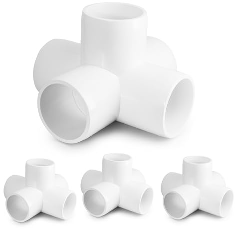 5 Way PVC Pipe Fittings 1-1/4 Inch, Zernmiarder White PVC Elbow Corner Side Outlet Tee Fitting, SCH40 Furniture Grade Pipe Connectors - Fits 1-1/4 Polyvinyl Chloride Pipes, 4 Pieces
