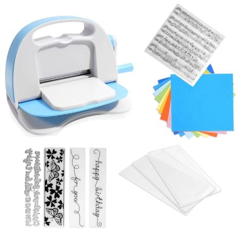 Kokorosa Mini Stanz und Prägemaschine, Stanzmaschine zum Basteln, Stanzmaschine mit komplettem Werkzeug – für Kartenherstellung, Scrapbooking, Basteln, 70mm