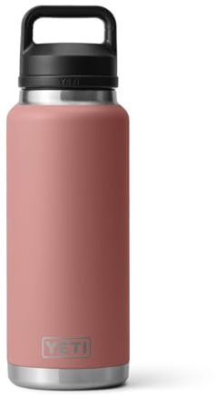 YETI Rambler Bottle Chug, Vacuum Insulated Stainless Steel Bottle with Leakproof Chug Cap, Sandstone Pink, 36 oz (1 L)