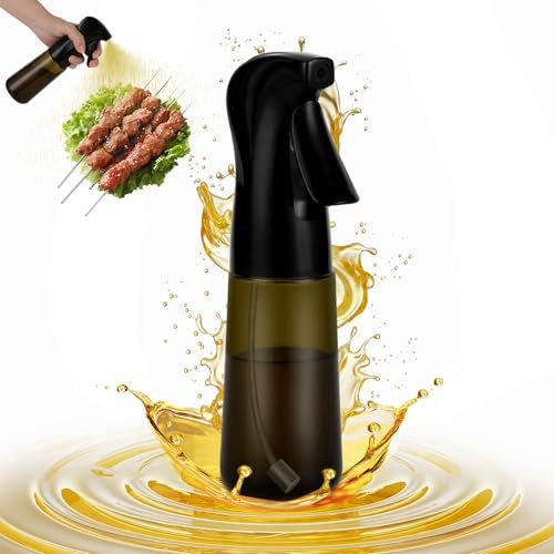 hoforife Bottiglia spray per olio d'oliva, in vetro, da 170 ml, per cucinare, erogatore spray per olio, con controllo delle porzioni, per cucina (bottiglia verde, blocco della luce)