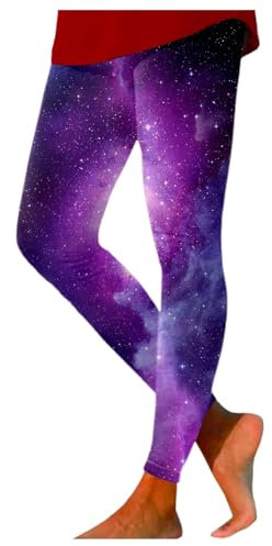 Bunte Leggings Damen Galaxy Oberteil Damen, Galaxy Leggings Damen Hohe Taille Galaxy Kostüm Damen Bedruckte Bunte Leggings Yoga Hose Stretchy Yogahose Render Hosen Frauen Planeten Kostüm