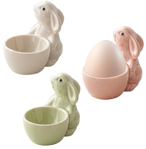 EEPLUYTY Eierbecher Porzellan, Kaninchen-Eierbecher, Ostern Eierbecher，Eierbecher, Eierbecher Keramik, Perfekt Für Eier Zum Frühstück, Ostern Und Verschiedene Feste (L, individuell, 3)