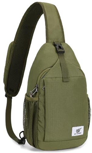 SKYSPER Sling Bag RFID Cross Body Bag Recycled Crossbody Backpack Travel Daypack(Armygreen)
