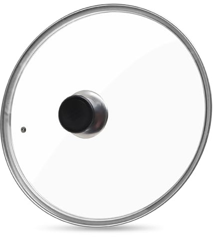 12 Inch Pan Lid, Tempered Glass Lid, Cast Iron Skillet, Pot,Replacement Pan Cover, Clear Frying Pan Lid Fits Pots, Pans and Skillets, Dishwasher Safe