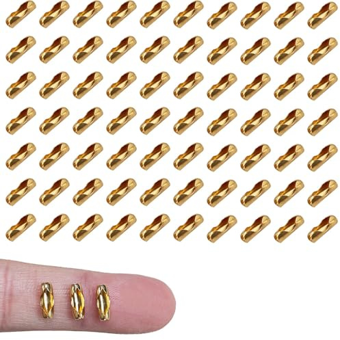 70Pcs Brass Ball Chain Connectors Fit for 2.4mm Beaded Chains Pull Connector Clasps for Roman Rollers Blinds Ceiling Fan Decor Chain Repair Jewelry Making Accessorie Clips for DIY Crafts