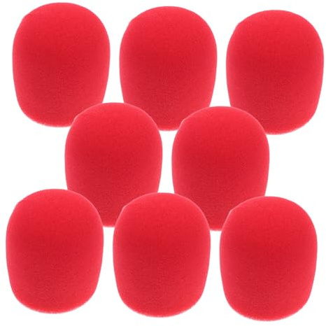 LIGIGWASH 8piezas Fundas Protectores De Espuma Para Micrófono De Mano Pantalla Viento Profesional Para Karaoke Ktv Entrevistas y Grabación Escénica Cubiertas Antirruido Rojo
