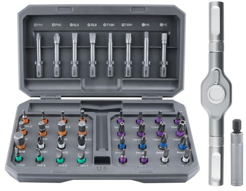 42 in 1 Magnetischer Schraubendreher Set, Multi Bit Ratschen Schraubendreher Set mit Abnehmbarem Ratschengriff, Aufbewahrungskoffer und 40tlg Bits, für Möbel, Computer, Fahrrad und DIY
