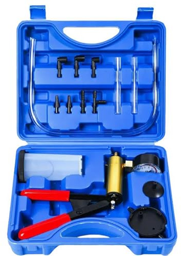 Vanwoke Kit Spurgo Liquido Freni con Pompa a Vuoto,Sistema Professionale per Spurgo Freni,Pompa Manuale per Vuoto con adattatori di manometro sostituisce l'olio Freno per Motocicletta,Bicicletta,Auto