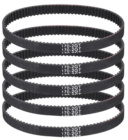 sourcing map 170mm GT-2 Timing Belt, 5pcs 6mm Width 2mm Pitch 3D Printing GT-2 Timing Belt Closed Loop Rubber, Black