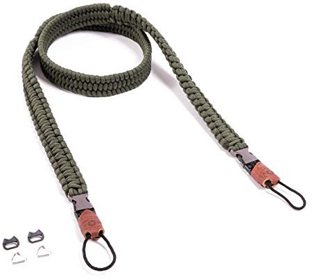 C-Rope Kameragurt THE TRAVELER handgeflochten aus Paracord, Schultergurt mit Schnellverschluss, 125cm, Oliv