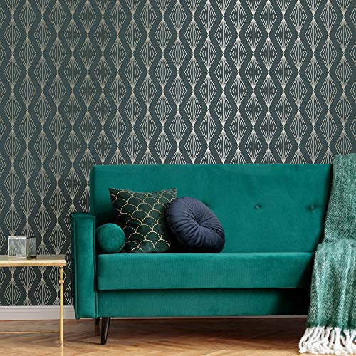 Boutique Marquise Geo Emerald Wallpaper | Paste The Wall | Green Geometric | Eco-Friendly