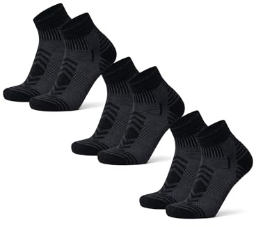 DANISH ENDURANCE Calze Trekking Corte Lana Merino, Calzini Termici Anti-Vesciche, Unisex, 3 Paia, Nero, 39-42