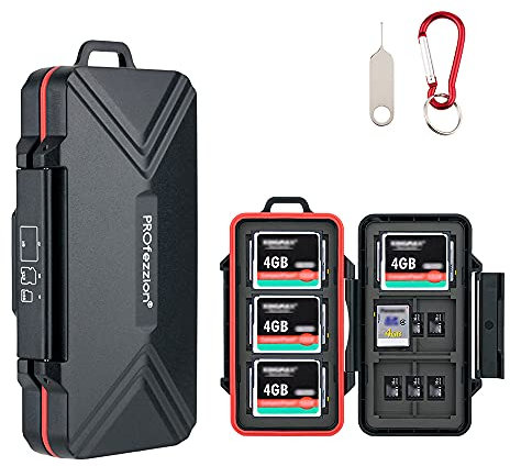 PROfezzion SD Card Holder Supporto per Scheda SD Custodia per il Trasporto di Schede di Memoria Antiurto Custodia protettiva per 12 SD + 18 schede Micro SD/TF + 6 Schede Compact Flash CF (36 slot)