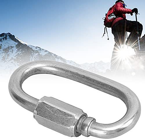 10 Stück Edelstahl Schraubverbinder M5, Kettenglied Karabiner Edelstahl Karabiner Schraubverschluss M5 Heavy Duty D-Form Quick Link mit Verschraubung Verschlusskarabiner, für Bergsteigen Klettern