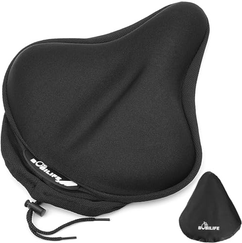 Coussin de siège de vélo épais et Large avec Housse imperméable - Surface Confortable Grande, Coussin de siège de vélo en Mousse à mémoire de Forme (L (27,9 cm L x 25.4 cm l))