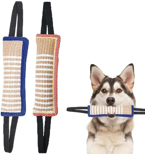 Beisswurst für Hunde Jute Beisswurst Sehr Robustes Hundespielzeug Zerrspielzeug für Hund Unzerstörbar mit Zwei Schlaufen Hunde Training, Tauziehen und Zerrspiele mit Hund mit Zwei Schlaufen 2 Stück