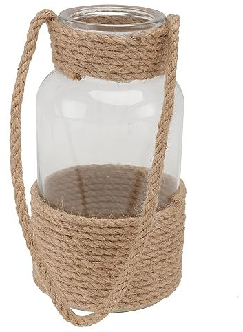 Yardwe 1Pc Vintage Glasvase Minimalistische Vase Blumen Pflanzen Tischdekoration Hydrokulturvase Dekorative Vase Blumenvase Mit Seil Glasvase Dekoration Modevase Ornament Transparent