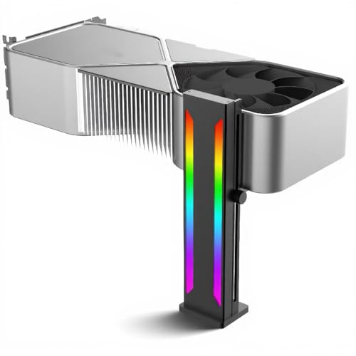 Grafikkort GPU-stagstöd, Grafikkorthållare, ARGB-aluminium Magnetisk Bas Glidbar GPU-hållare 5V 3PIN Hane 7,1 X 1,7 X 1,4 Tum (Svart)