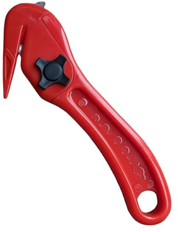 Safety Cutting Knife Box Opener Seat Belt Cutter Shrink Wrap, Tape Cutter Tool - HK521 Safety Box Cutters/Film Slitters - High Visibility Package Openers (10, RED)