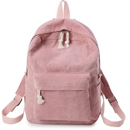 Gaxcent Cord Rucksack Damen Mädchen, Schultasche Teenager Reiserucksack Casual Computer Schule Reise Handtasche Weiche Schultertasche Einfarbig Schultasche für Mädchen Student Reisetasche,D