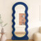CEIEVER Bogen Ganzkörperspiegel, Wavy Mirror 160X60CM Full Length Unregelmäßiger Großer Langer Spiegel Ankleidespiegel Gewölbter Standspiegel für Schlafzimmer,Wohnzimmer (Blau)