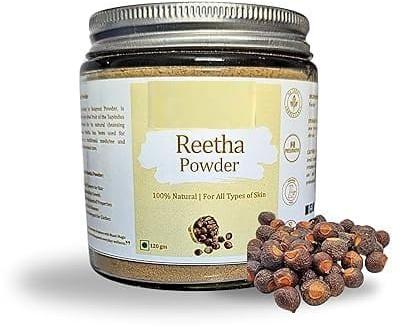 Reetha Powder | 100% Natural & Pure Soapnut Powder for Hair Care | Strengthens, Conditions & Adds Shine | No Preservatives, Colors, or Fragrances | 120 gm Glass Jar