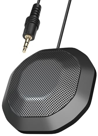 Eujgoov Microphone d'Ordinateur, Micro de Bureau Omnidirectionnel pour Ordinateur Portable PC avec Micro Port MIC 3, 5 Mm MIC Portable pour Les CHATSION VIDÉO, Gaming. Qualité Sonore Claire et