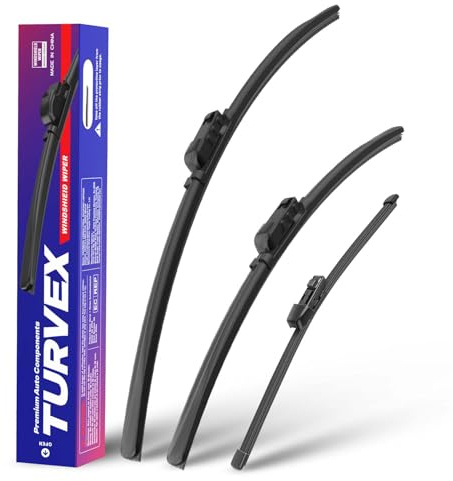 TURVEX Wiper Blades for VW T-Roc，only for SUV 2017 to 2021, Complete Front Window Wiper and Rear Wiper Set, 26 19 13 Windscreen Wipers Blade Set, Auto Car Wipers - Quiet & Easy Installation (2+1)