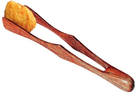 Pinze da insalata in legno, 27 x 2,2 cm, pinze per toast in legno, manico lungo, antiscivolo, antiscivolo, per carne, insalate, barbecue, insalate, cibo, frutta, pane