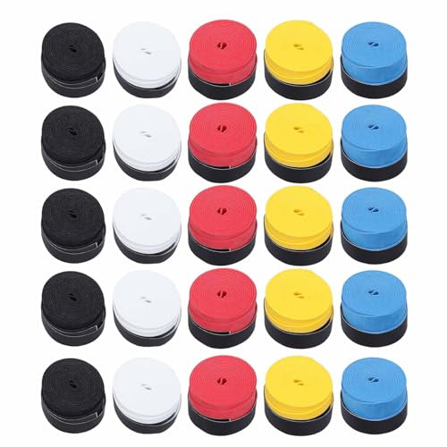 25 unidades de cinta para empuñaduras de raquetas de tenis, overgrips superabsorbentes y antideslizantes para raquetas de tenis, bádminton, squash y cañas de pescar, envoltura suav (multicolor)