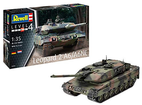 Revell Modellbausatz - Leopard 2 A6 - Authentische Nachbildung des Kampfpanzers mit detaillierten Oberflächenstrukturen - Drehbarer Turm und umfangreiche Abziehbilder für realistische Darstellung