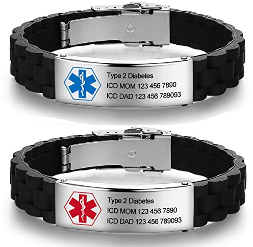 Smileface Personalizzata ID Bracciali per Donna,Silicone Gruppo Musicale Emergenza Uomini Braccialetti,Sport ID per Atleti e Ufficiale ID Braccialetto,su Misura Incidere Testo Braccialetto