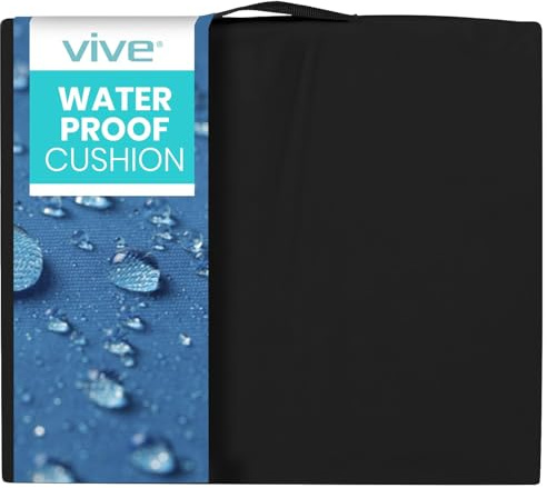 Vive Waterproof Wheelchair Cushion for Pressure Relief (18x16x3) - Washable Cover Incontinence Protection for Elderly Adults & Seniors - Memory Foam Gel Pad for Recliners, Office Chairs, Car