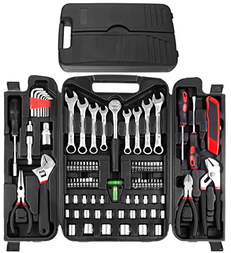 95 Pièces Boîte à Outils, Kits d’Outils Portable Caisse Outils inclu Kit Tournevis, Jeux de douilles, Outils Bricolage Réparation Combiné Mallette à Outils Pour Maison ou Garage
