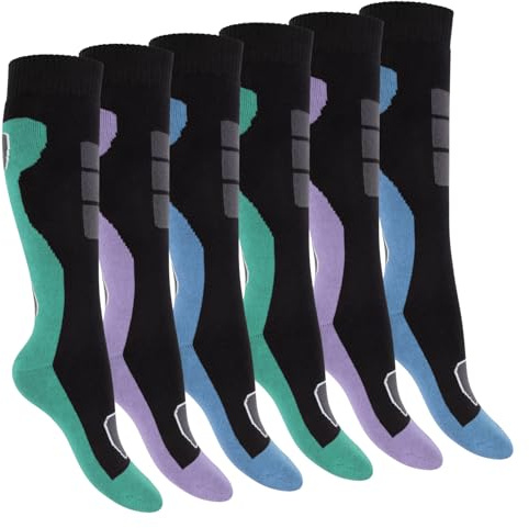 Footstar Calze termiche da donna per l'inverno, calze al ginocchio (6 paia) Calde calze in spugna, pastello, 35-38