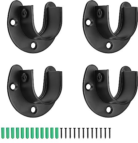 CHSEROK 4 Stück Kleiderstange Halterung, Stangenhalterung aus Edelstahl, Schwarze Schrankrohrlager, Rundrohr Halterungen für Schrank