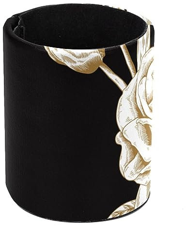 VAPOKF Pen Holder for Desk, Pen Pot Pencil Holders Makeup Brushes Storage Desktop Stationary Supplies Organiser for Home Office - Gold Rose