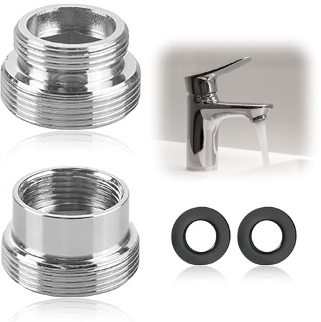 2 st kranadaptrar i metall luftkontakt, silver metallkranadaptrar, 16 mm till 22 mm/22 mm till 16 mm, enkel anslutning för kök och badrum