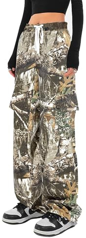 SESERAGI Cargo Pants Women Baggy Streetwear Y2K Drawstring Trousers Wide Leg Pants Multicolor M