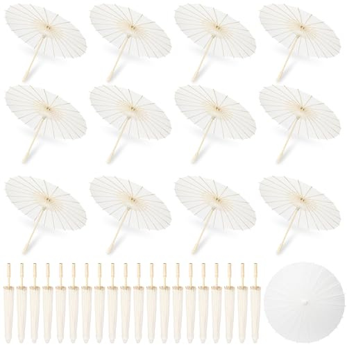 32 paraguas de papel blanco de 23.6 pulgadas, paraguas de papel aceitado chino japonés, paraguas de papel engrasado, paraguas de papel engrasado para decoración de bodas, fiestas de novia, accesorios