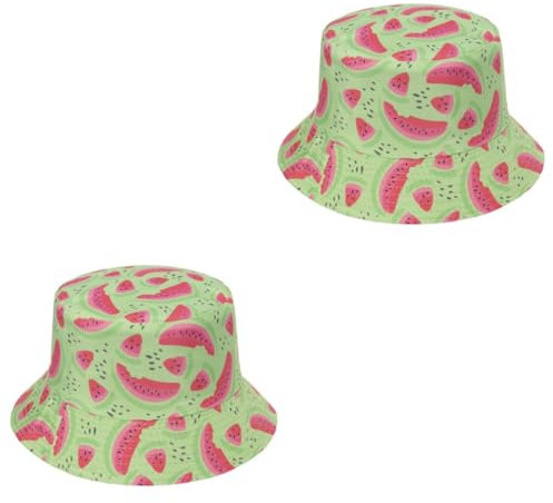 GALPADA 2stücke Wassermelonen Bucket Hat Für Damen Bequemer Fischerhut Mit Uv-Schutz Für Strandpartys Sommerausflüge Und Outdoor-aktivitäten Für Stilvolle Looks