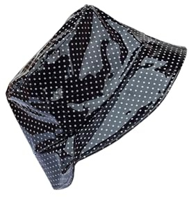 Cappello da pioggia impermeabile, pieghevole, da donna, con stampa e fodera interna, ideale per escursioni e lunghe passeggiate sotto la pioggia., Nero , 57