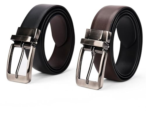 Urban Saga Co. Reversible Leather Belts for Men | 2 Colours in 1 Belt | Black & Brown | 100% Genuine Leather | Adjustable Trim-to-Fit | Officewear, Occasionwear |