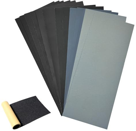 ASIRYVA 12pcs Wet and Dry Sandpaper for metal,800 to 5000 Multi Grit Sand Paper for Wood Furniture, Cars Polishing Metals Walls, Finishing Metal Sanding and Home Improvement