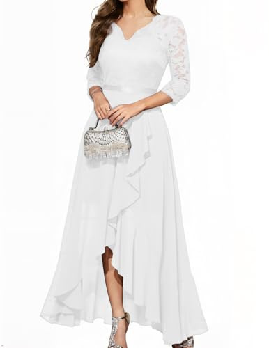 Bbonlinedress Vestido de noche elegante para boda, largo, de encaje y gasa, de dama de honor, de fiesta, de graduación, de playa, de baile, 3XL