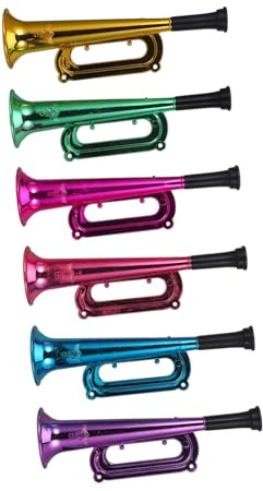 HEALSOPTHY 12 piezas Trompetas de Plástico para Fiesta Cuernos Ruidosos Portátiles para Eventos Deportivos Instrumentos Musicales y Fáciles de Usar