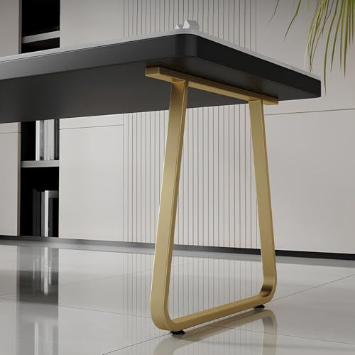 WATAOW Gambe da Tavolo in Metallo 1 Pezzo, Piedini per Mobili in Acciaio di U, Piedi per Panca Nera Telaio per Panca Piedini Fai-da-te per Scrivania Tavolo da Pranzo(Gold,45x62cm)