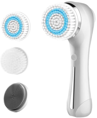 GOOHOCHY Spazzola Elettrica per Pulizia Viso Silicone Bianco, Pulizia Profonda senza Irritazioni, per Impiego Domestico in Viaggio