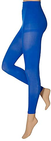 krautwear Damen Mädchen Leggins Leggings 60 den Karneval Fasching Kostüm schwarz rot rosa blau (blau-SM)